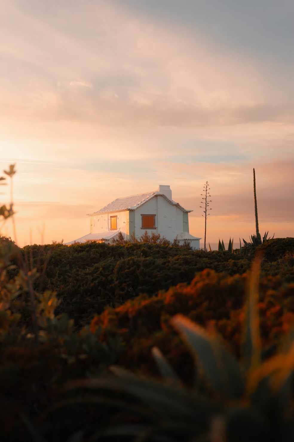 Cottage at sunset